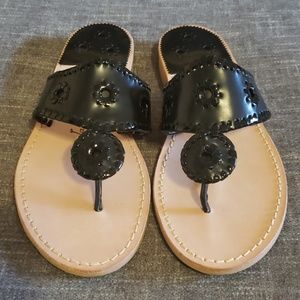 Jack Rogers Palm Beach Black w/Patent Sandal